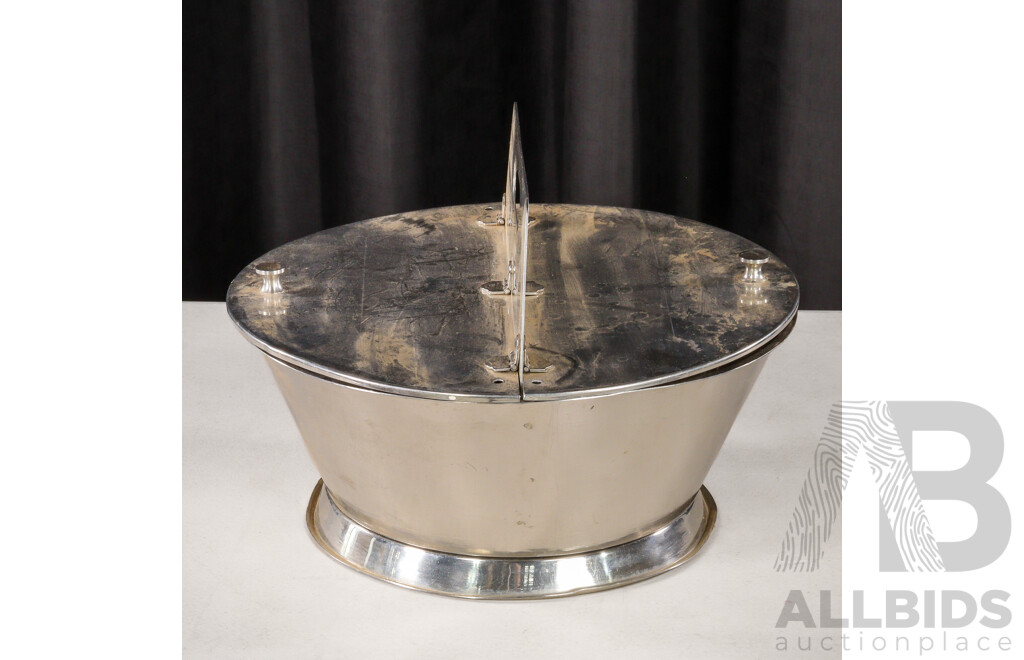 Vintage Stainless Steel Bar Top Cheese and Biscuit Container with Twim Lids