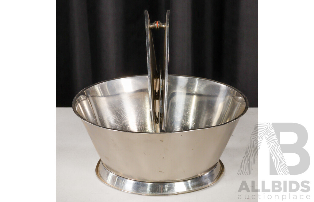 Vintage Stainless Steel Bar Top Cheese and Biscuit Container with Twim Lids