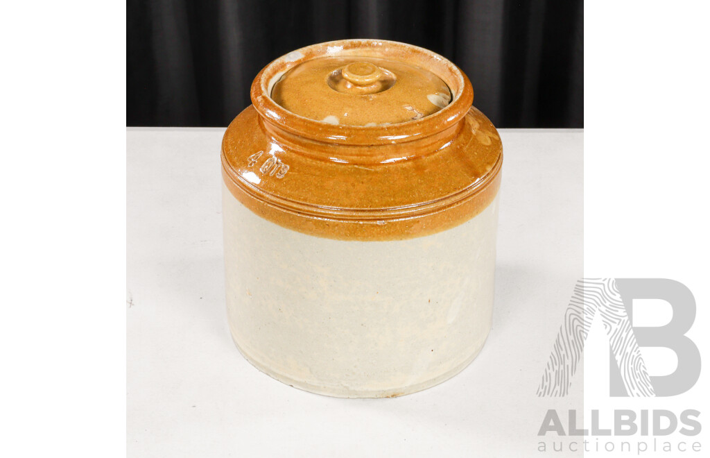 Lidded Ceramic Four Quarts Demijohn