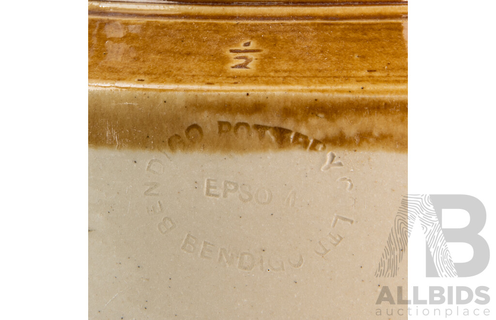 Bendigo Pottery Salt Glaze Lidded Croc and Five Unmarked Examples