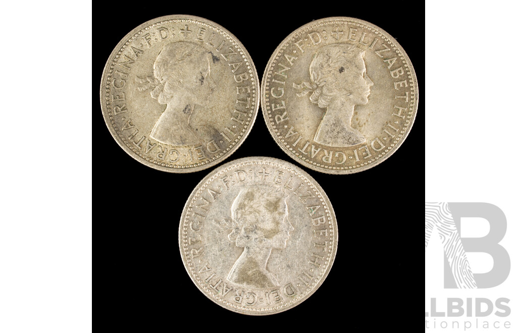 Three Australian 1954 Silver Commemorative Florins .500