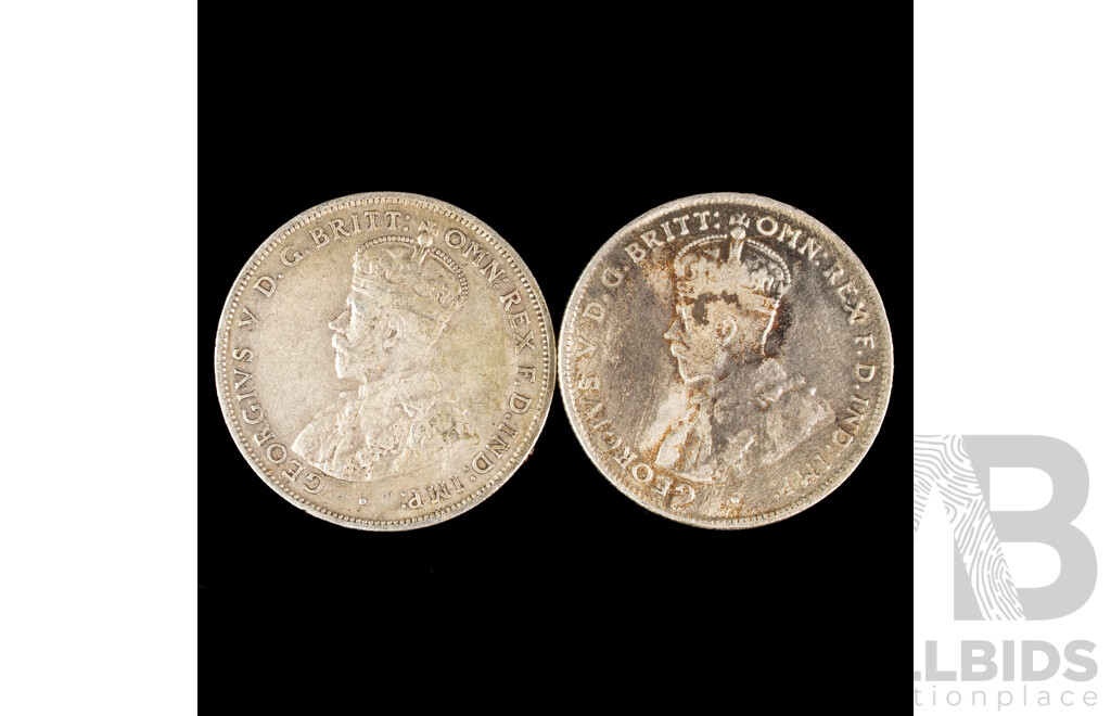 Australian 1931 and 1936 KGV Silver Florins .925