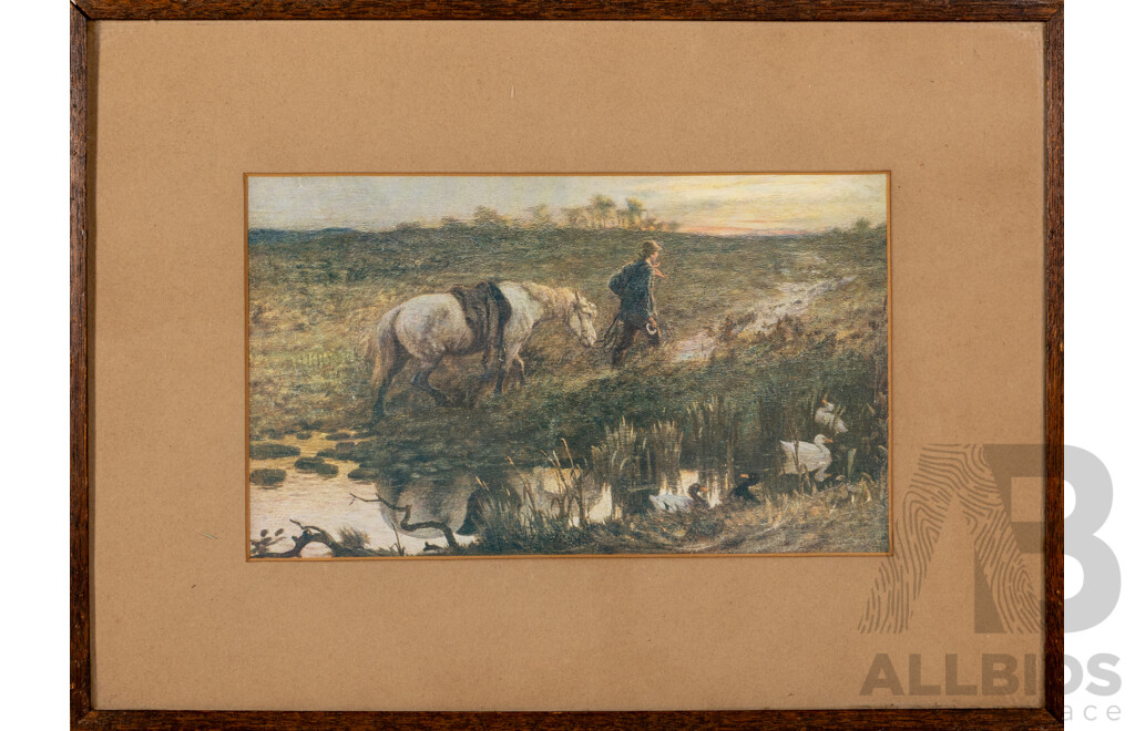 George Mason, (19th Century, British, 1818–1872), The Cast Shoe, Reproduction Vintage Colour Print After Original Oil From 1865, 30 x 41 cm (frame)