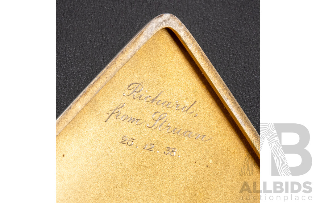 Vintage Sterling Silver Cigarette Case, William Bruford & Son Ltd, London, 1938