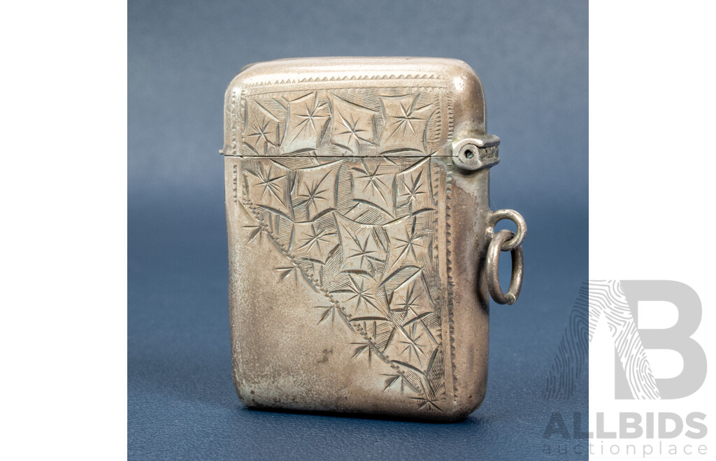 Antique Sterling Silver Vesta Case with Engravings