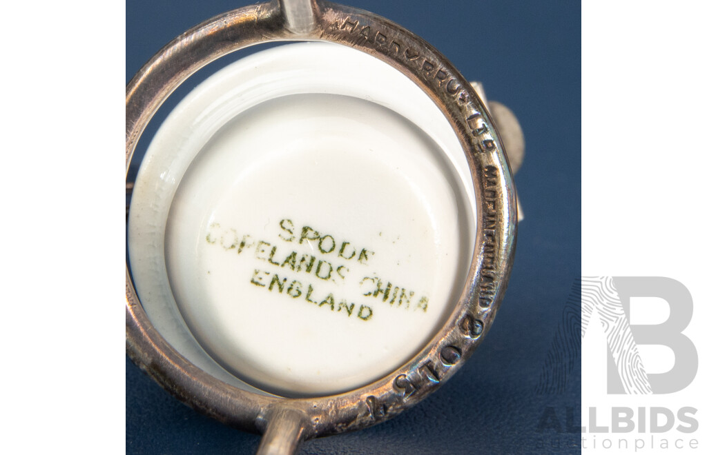 Vintage Copeland Spode China Cruet Set with Art Glass Inserts