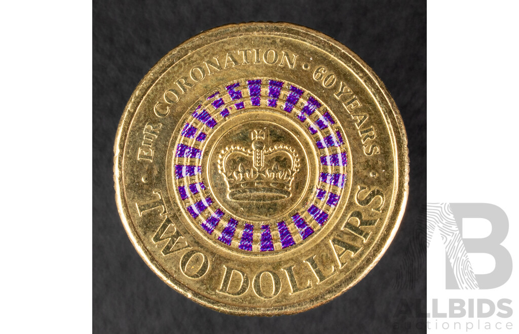 Australian 2013 Two Dollar Coin, 60th Anniversary QE2 Coronation