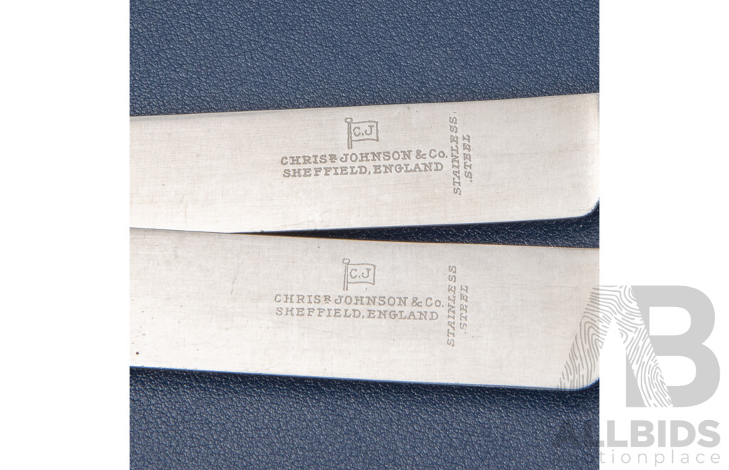 Twelve Vintage Chris Johnson & Co Sheffield Bone Handle Knives