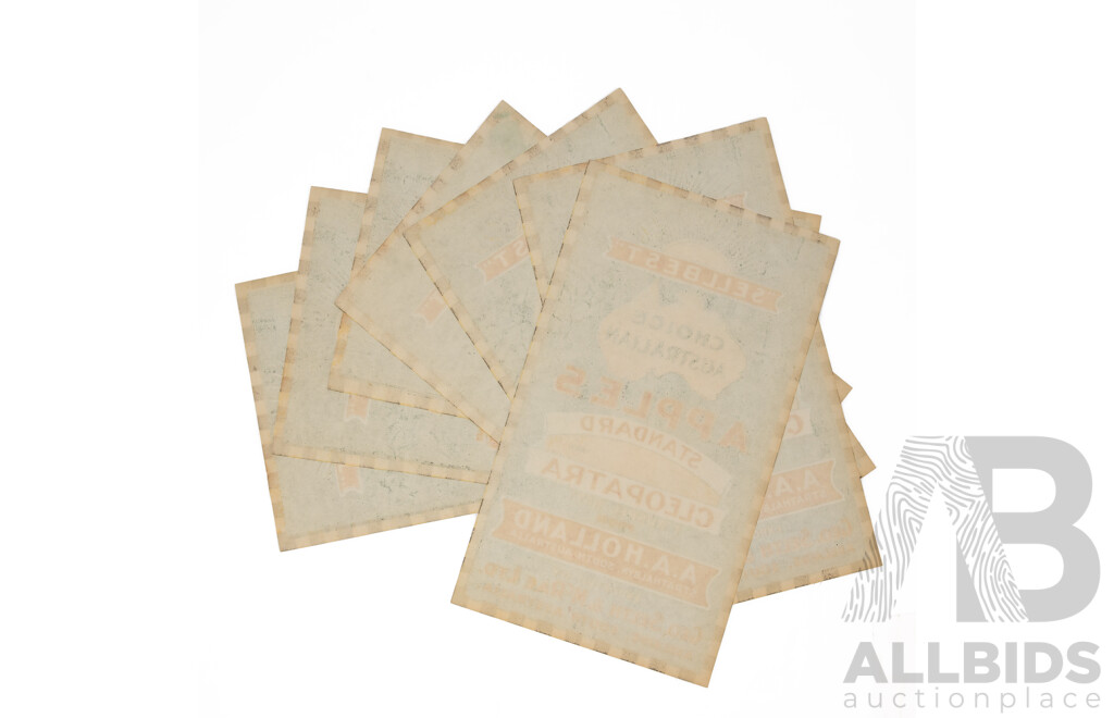 Rare ''Sellbest'' Choice Australian Apple Box Labels, 1 Bushel Nett From A.A Holland, Exported by Geo. Selth & McRae LTD, Adelaide South Australia