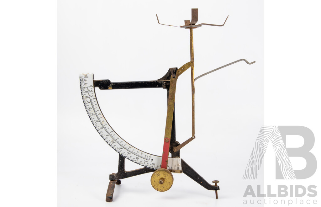 Vintage Steel Weighing Scales with Enameled Measure Face