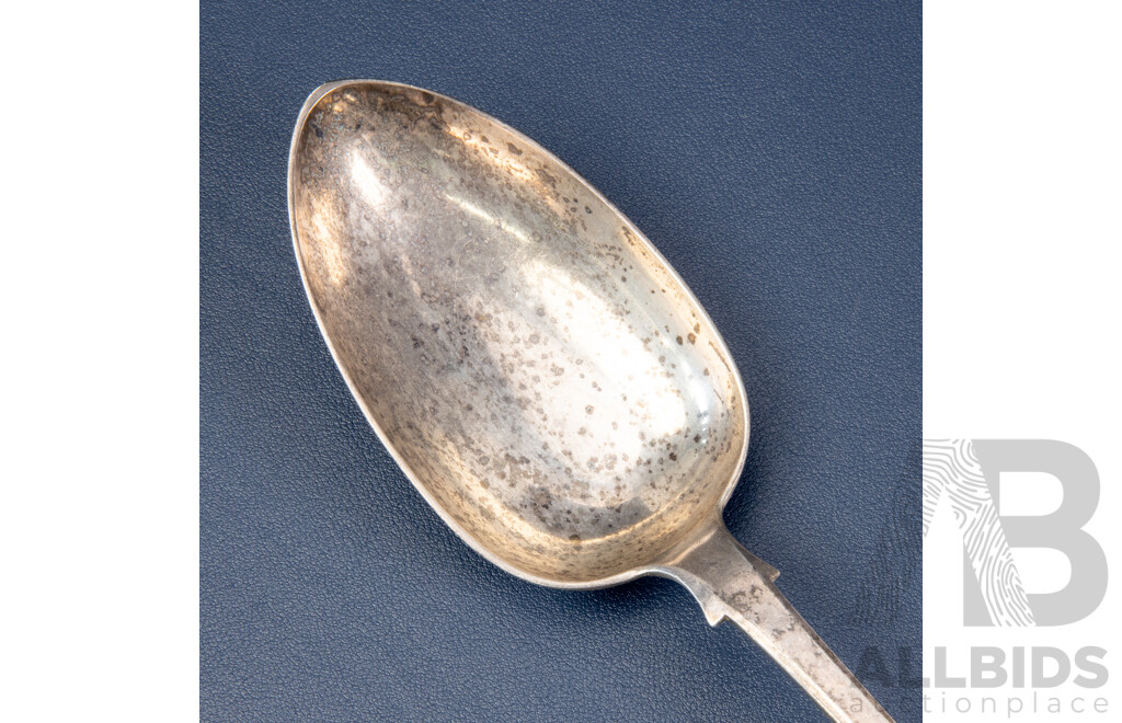 Large Antique Silver Serving Spoon, John Stone, Exeter, 1857
