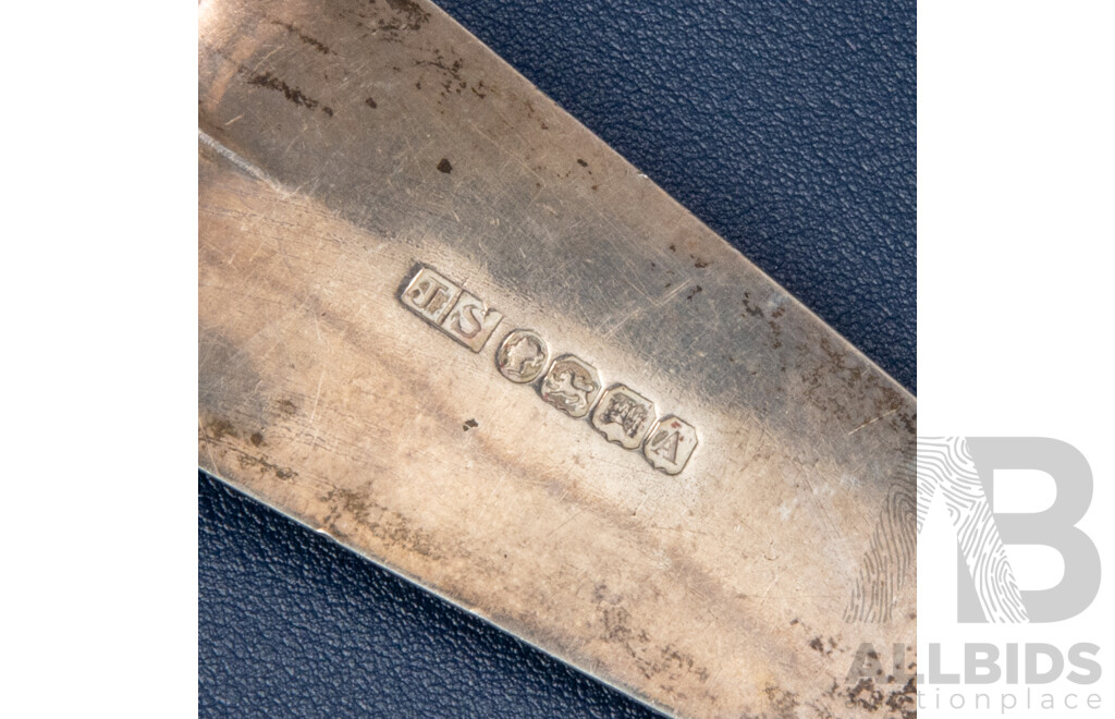 Large Antique Silver Serving Spoon, John Stone, Exeter, 1857