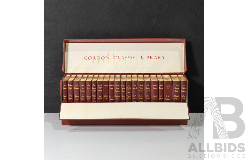 Vintage Box Set Gordon Classic Library Collection of Twenty Classic Novels Including Charles Dickens, Victor Hugo, Edgar Allen Poe, Sir Walter Scott, Jane Austin, Emily Bronte, Harriet Beecher Stowe and More
