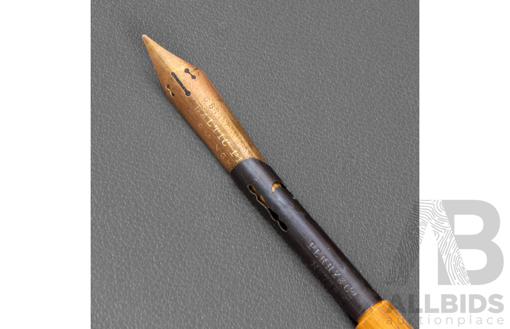 Three Boxes of Hinks Wells & Co Pen Nibs, Two Boxes of C.Brandauer & Co LTD Nibs, Perry & Co Ink Quill Pen with Gold Plated Nib