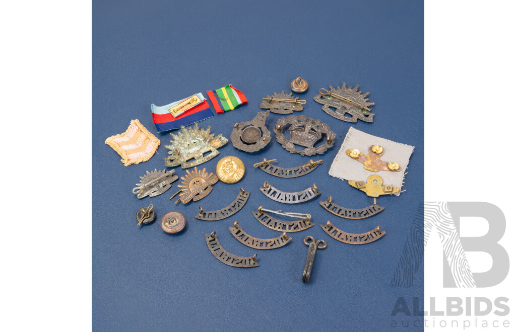 Collection of Australian Military Forces Badges, Buttons and Pins