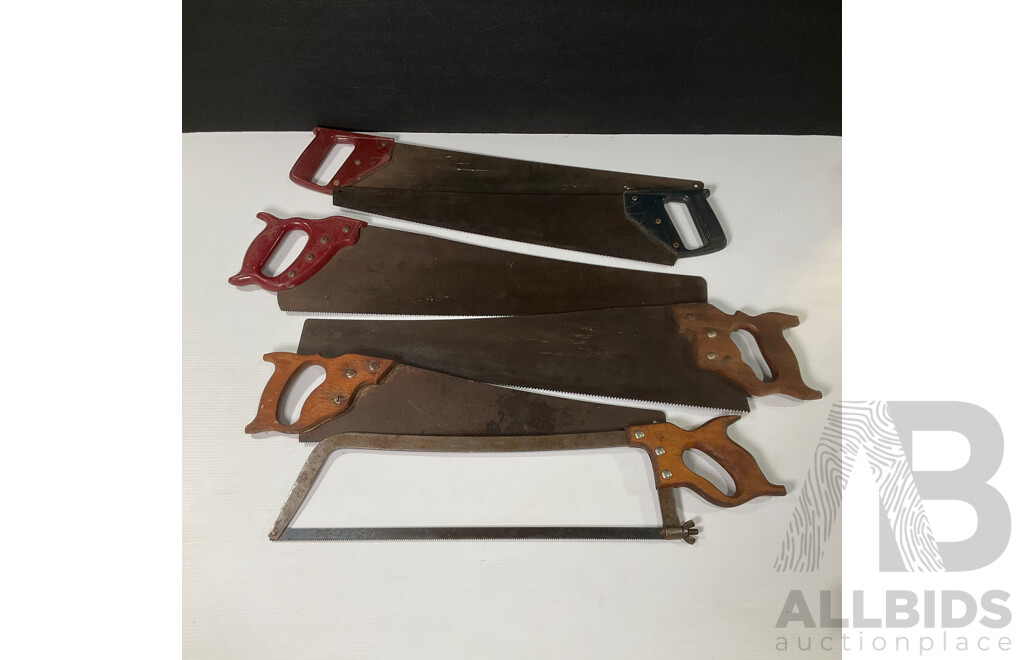 Six Large Vintage Timber Hand Saws
