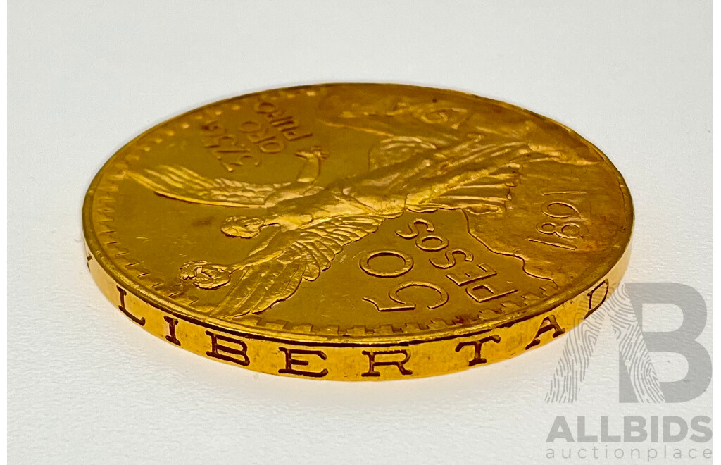 Mexico 1947 Gold 'Centenario' Fifty Pesos Coin .900 - 41.76 Grams