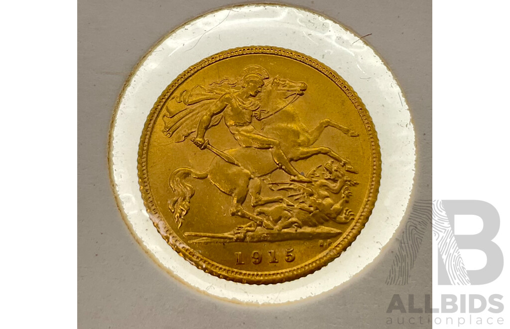 Australian 1915 Gold Half Sovereign, Sydney Mint .900
