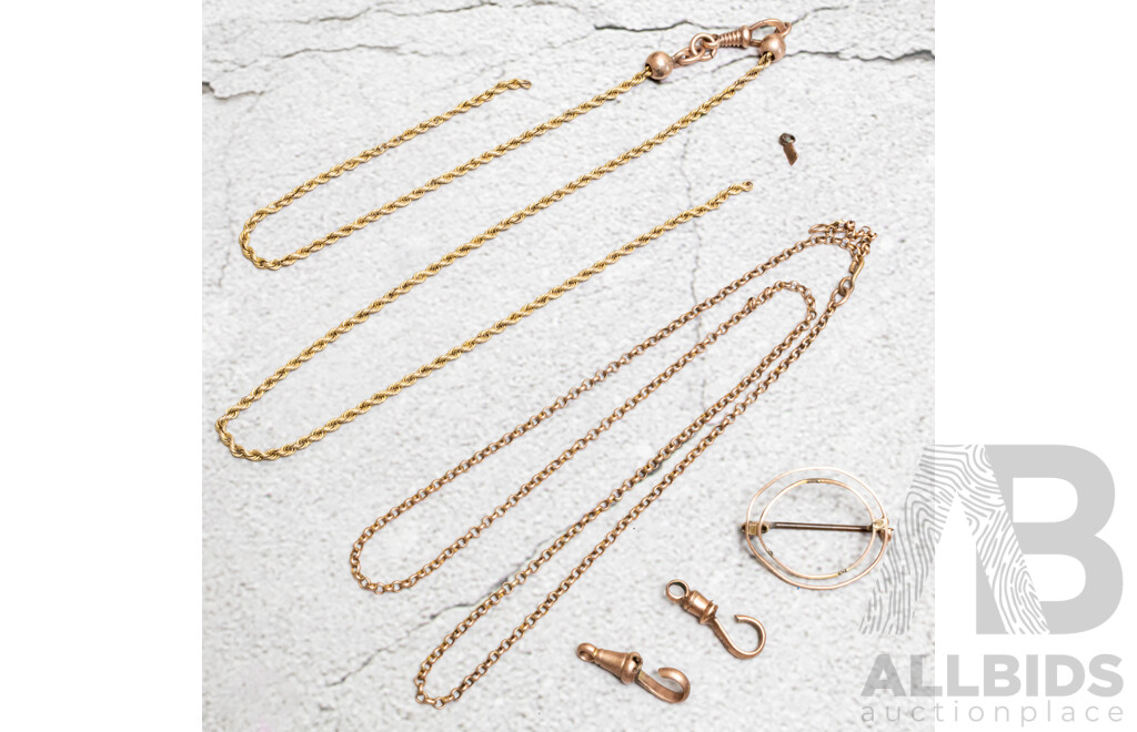 15ct Broken Vintage Belcher Link Chain & Antique/vintage 9ct Scrap or Wear, 15.09 Grams