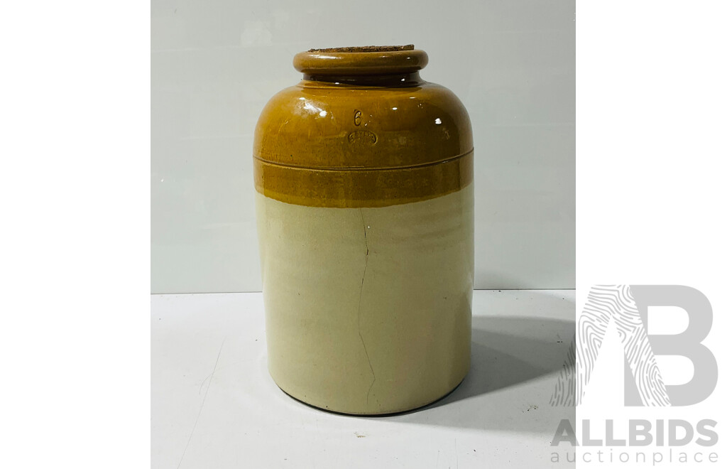 Antique Australian Pottery Bung Jar with Cork Lid by Skey Tamworth