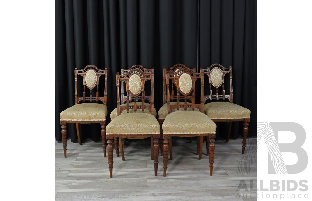 Set of Six Edwardian Upholstered Dining Chairs