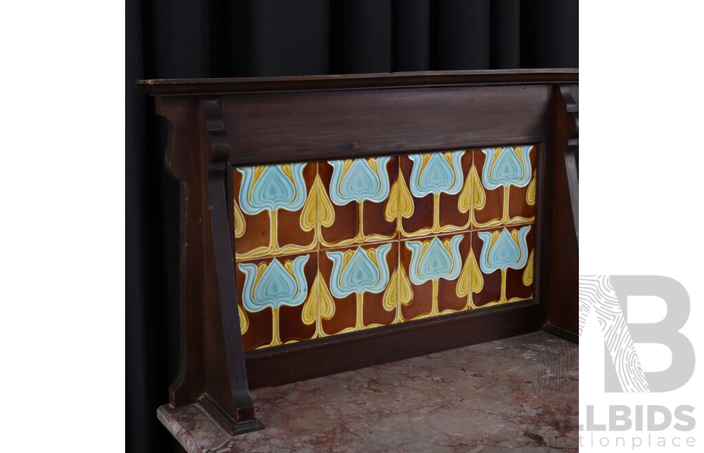 Edwardian Tile Back Wash Stand with Marble Top