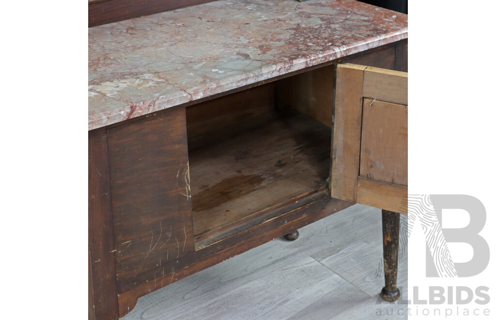 Edwardian Tile Back Wash Stand with Marble Top