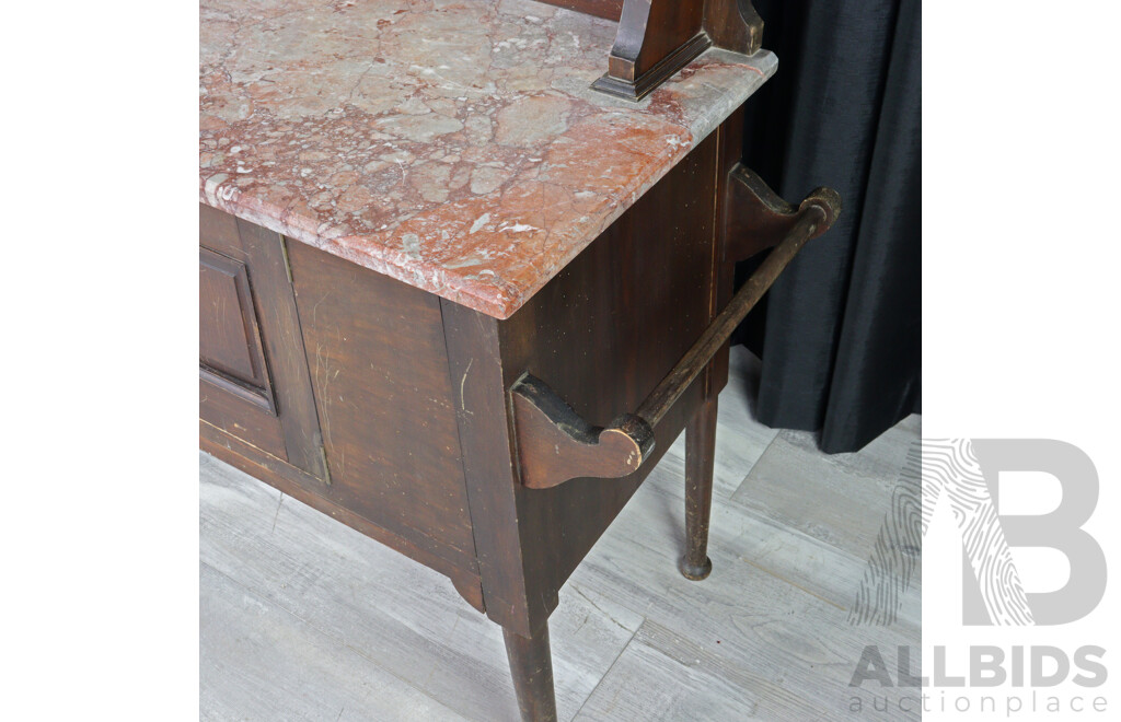 Edwardian Tile Back Wash Stand with Marble Top