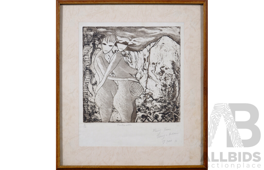 Grace Mok, (20th Century, New Zealander), Earthwatch, Etching (1988), 44 x 39 cm (frame)