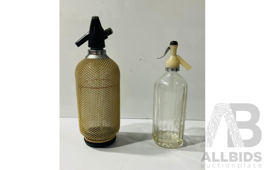 Two Vintage Soda Siphons Including Tooths Sydney Example
