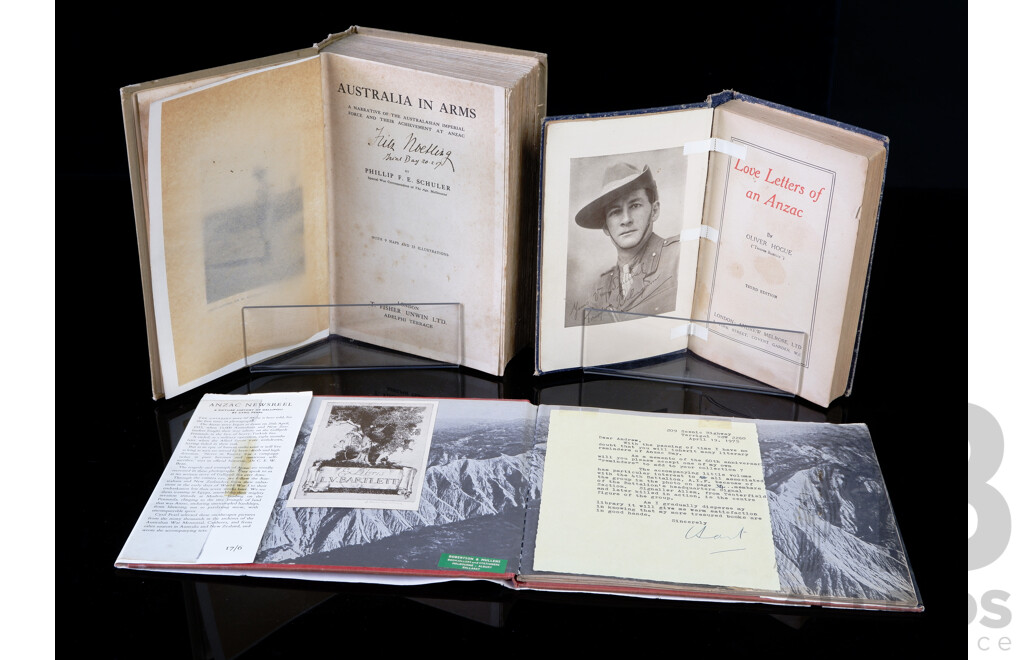 Three Books From the Collection of Lieutenant General Sir Iven Mackay, Relating to WWI Including First Edition Anzac Newsreel by C Pearl