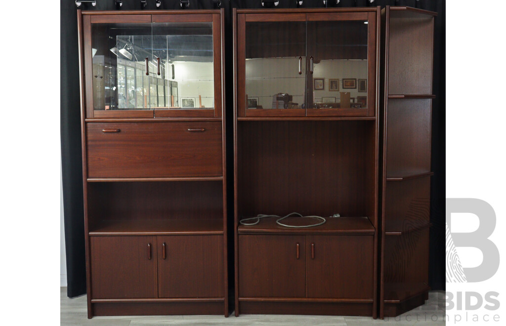 Three Piece Nine Door Light Up Timber Entertainment Unit