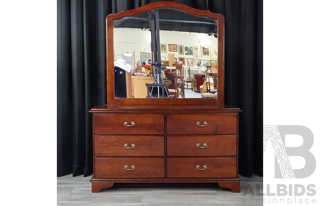 Timber Six Draw Mirrored Back Dresser by HRCraft