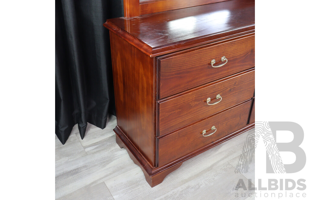 Timber Six Draw Mirrored Back Dresser by HRCraft