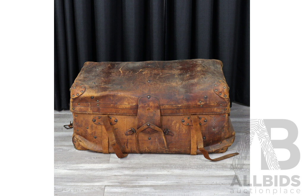 Vintage Canadian Leather Shipping Trunk