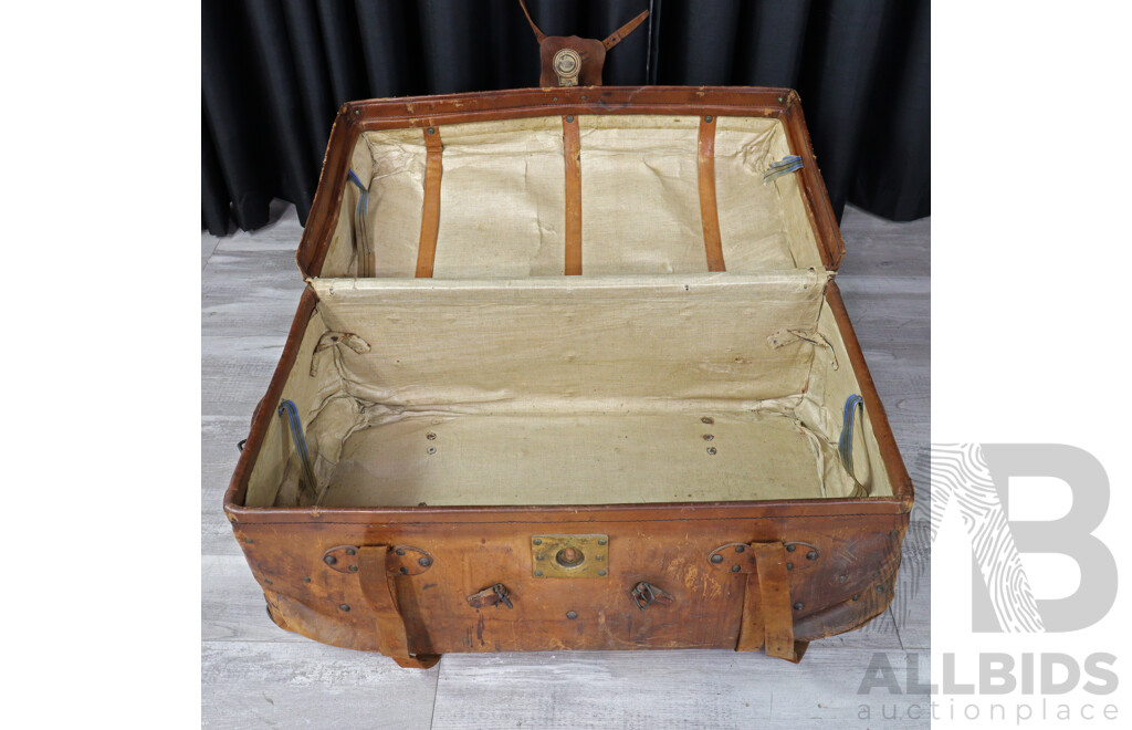 Vintage Canadian Leather Shipping Trunk