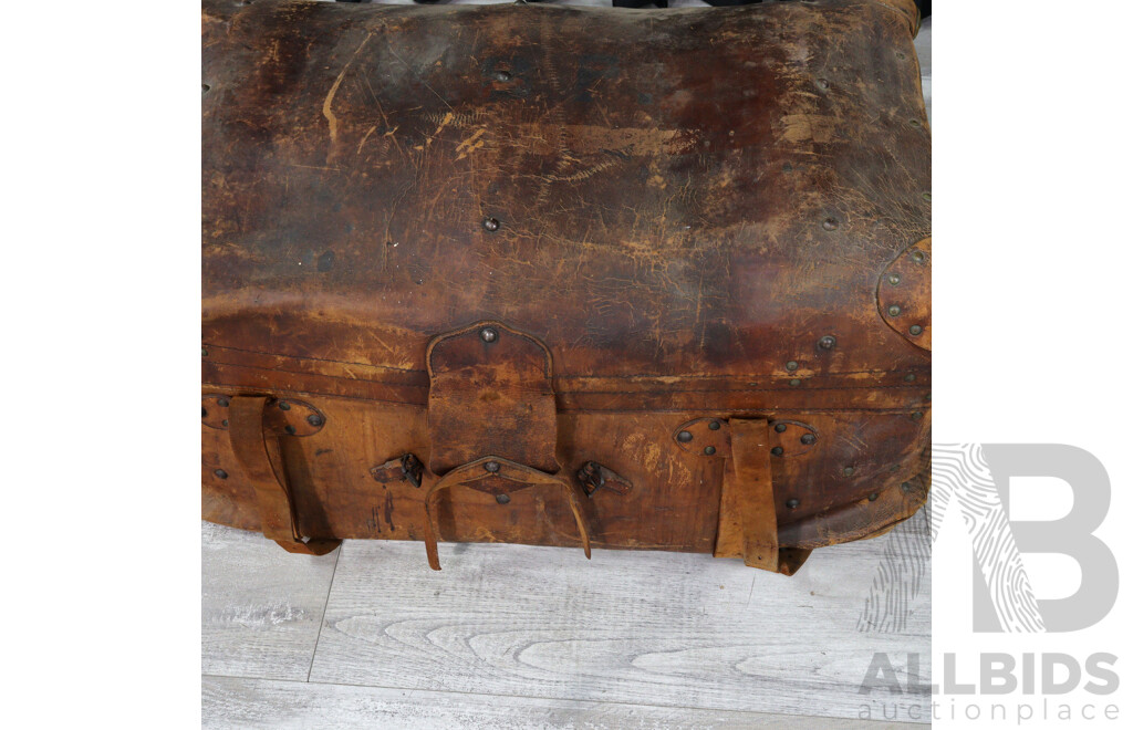 Vintage Canadian Leather Shipping Trunk