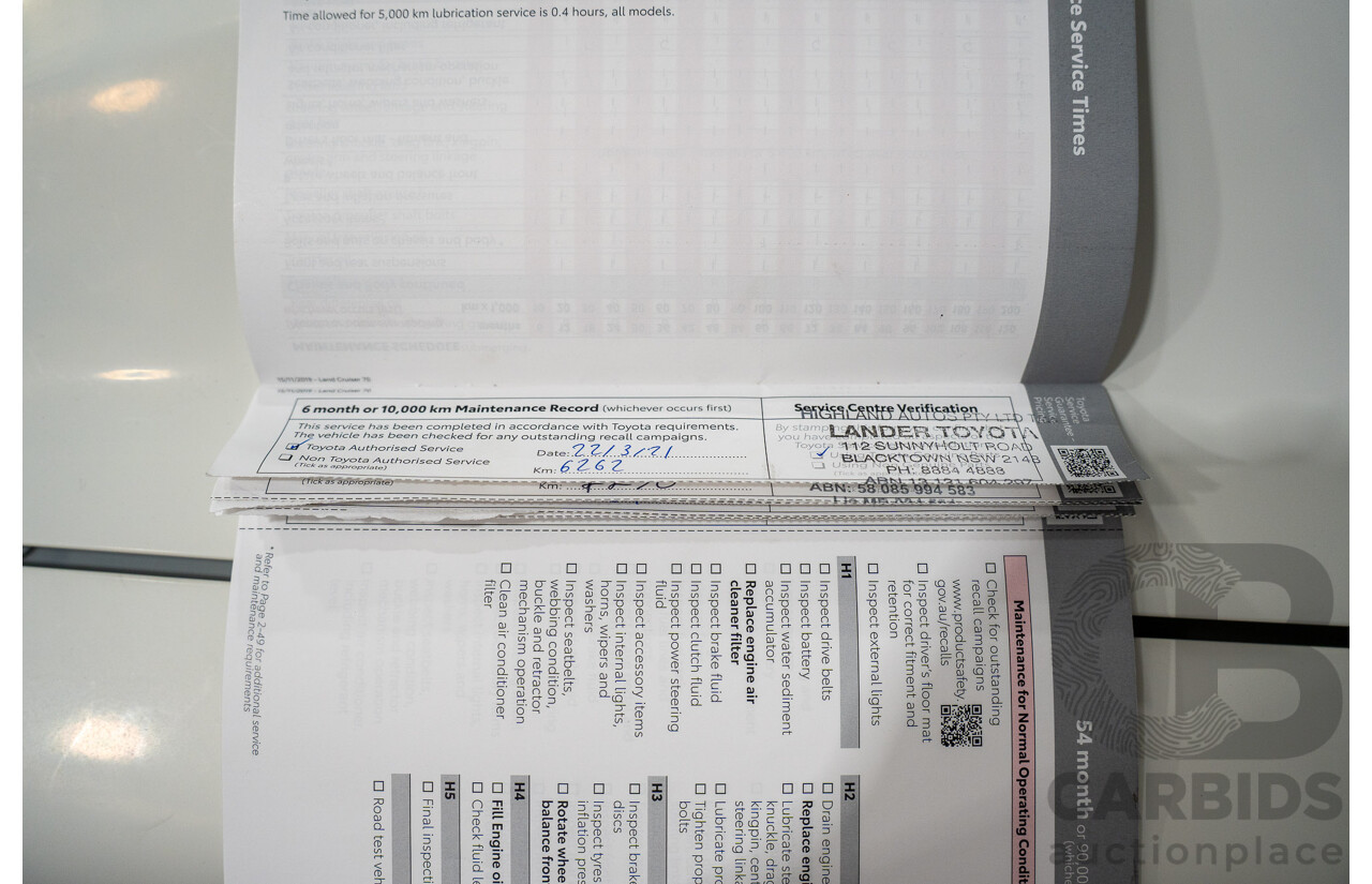 02/2020 Toyota Landcruiser GXL (4x4) 4x4 VDJ76R 4d Wagon White Turbo Diesel V8 4.5L