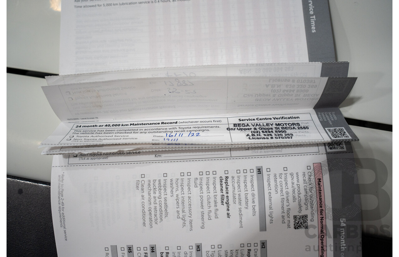 02/2020 Toyota Landcruiser GXL (4x4) 4x4 VDJ76R 4d Wagon White Turbo Diesel V8 4.5L