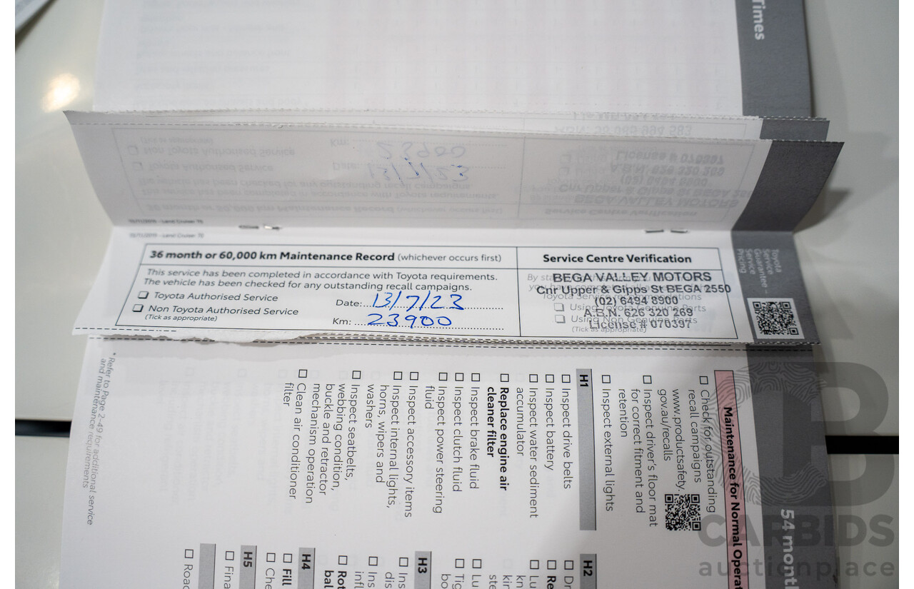 02/2020 Toyota Landcruiser GXL (4x4) 4x4 VDJ76R 4d Wagon White Turbo Diesel V8 4.5L