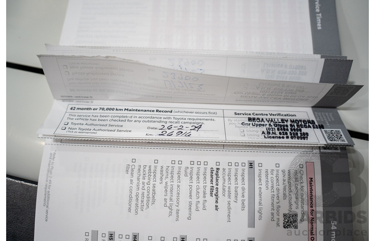 02/2020 Toyota Landcruiser GXL (4x4) 4x4 VDJ76R 4d Wagon White Turbo Diesel V8 4.5L