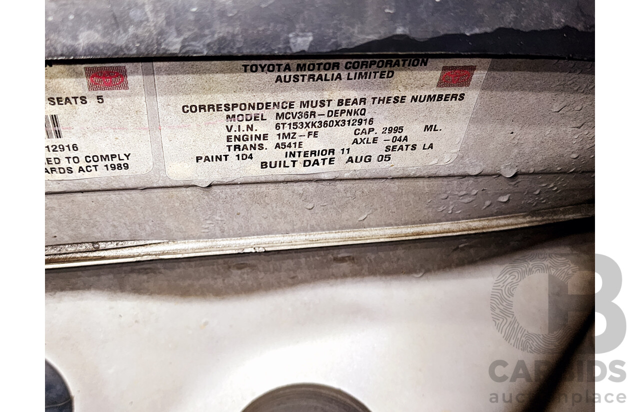 8/2005 Toyota Camry Ateva MCV36R UPGRADE 4d Sedan Silver 3.0L