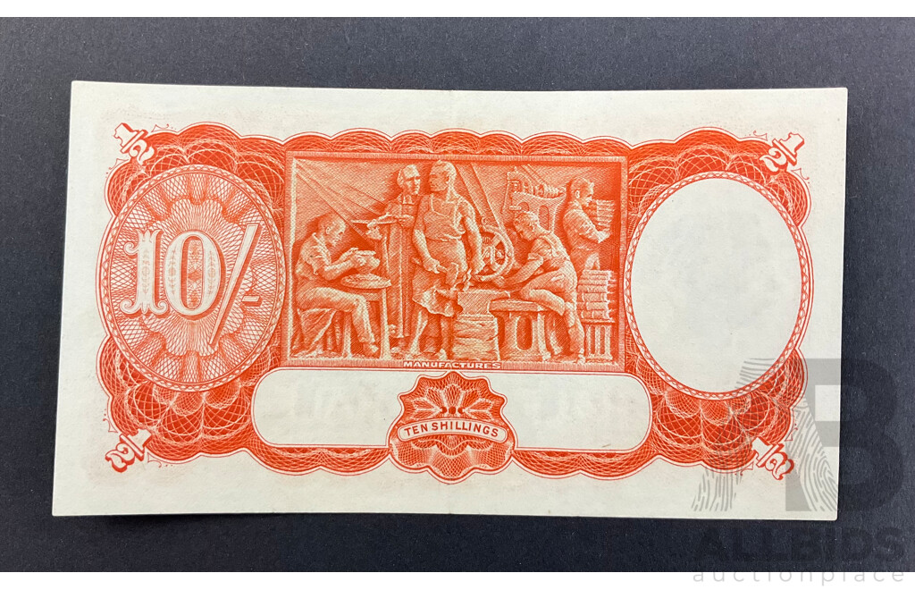 Australian 1936 Ten Shillings Note, Riddle/Sheehan R11, D 47 396109, High Grade