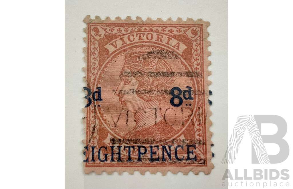 Australian 1875 Eight Pence Over Print on Nine Pence, Misaligned Over Print