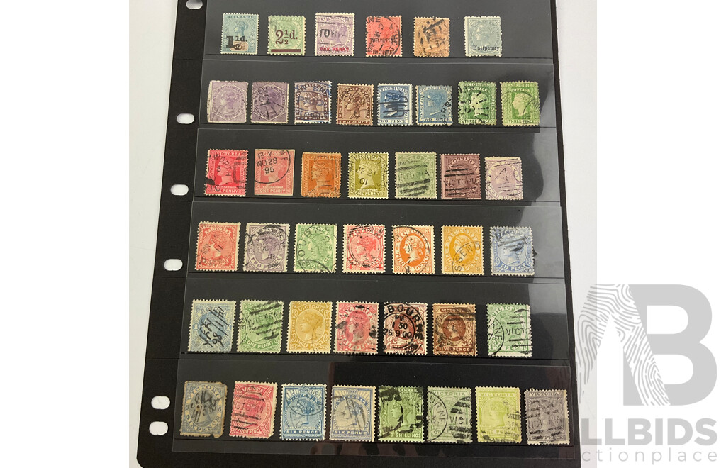 Large Rare Collection of Australia and State Stamps Including QV, KGV, Official Service, Kangaroo on Map, Overprints, Pairs, Hand Cancelled, WA, VIC, NSW, SA, QLD, TAS