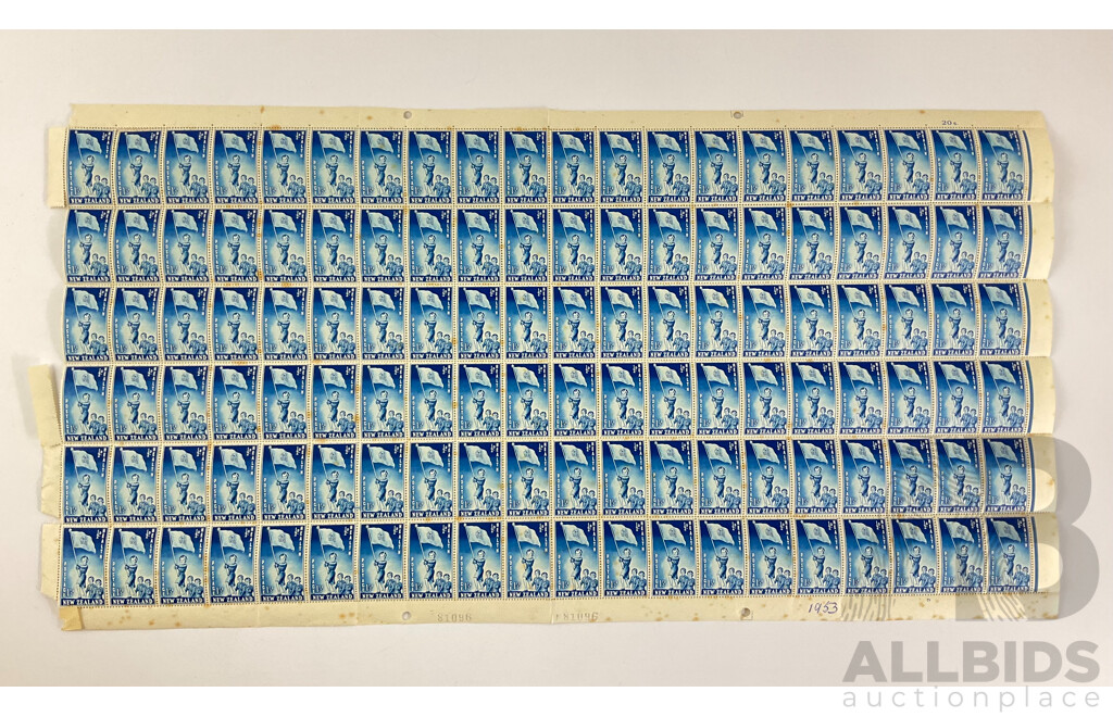 New Zealand 1953 Stamp Sheet, Health Series, One and a Half/Half Penny