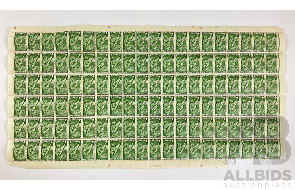 New Zealand 1953 Stamp Sheet, Health Scouts and Guides, Two/One Penny
