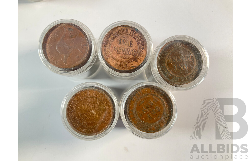 Collection of Australian Pennies, Examples Spanning 1911 to 1964 - Approximately 5.4 Kilograms