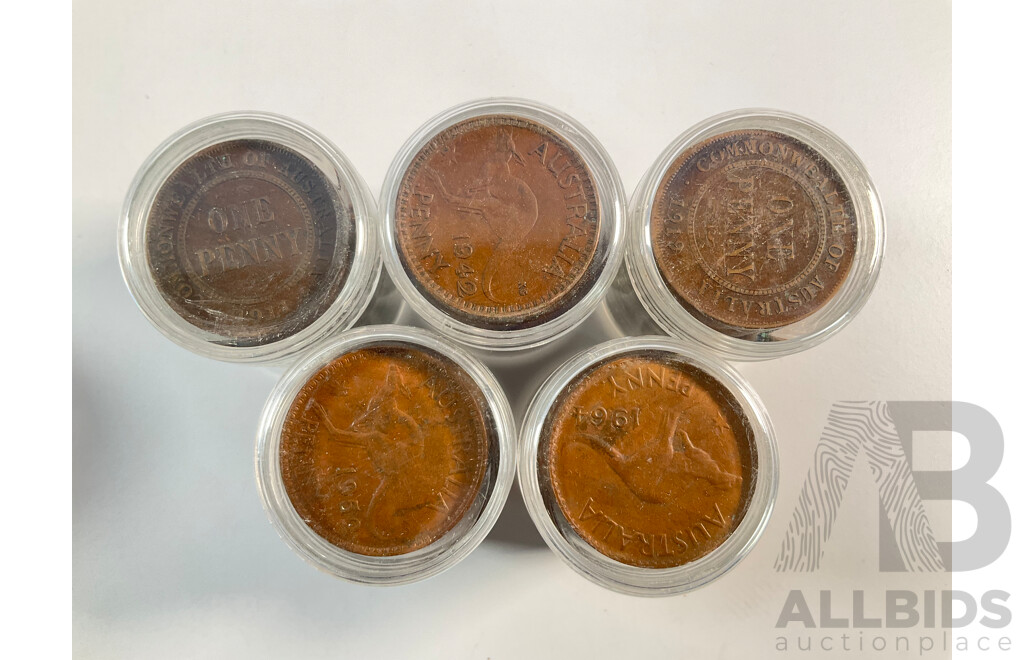 Collection of Australian Pennies, Examples Spanning 1911 to 1964 - Approximately 5.4 Kilograms