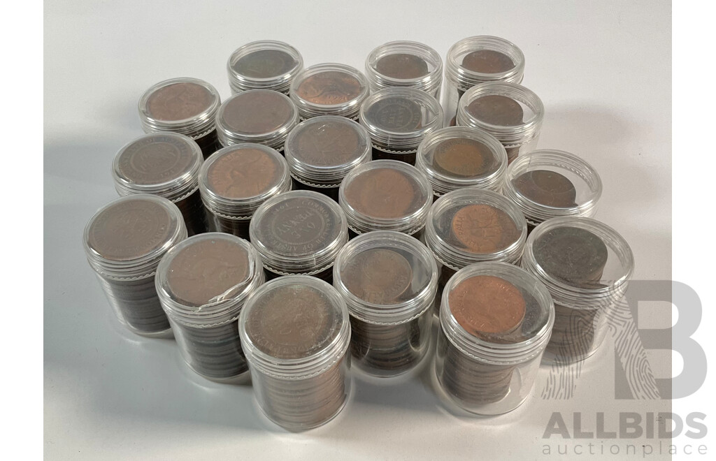 Collection of Australian Pennies and Half Pennies, Examples Spanning 1911 to 1964 - Approximately 4.6 Kilograms